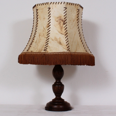 č.638 lampa stolní dub+kůže v 56 cm
