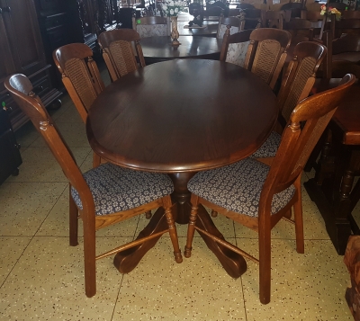 č.1088 kuchyňský SET MASIV DUB stůl 180x104 cm + 6 ks židlí